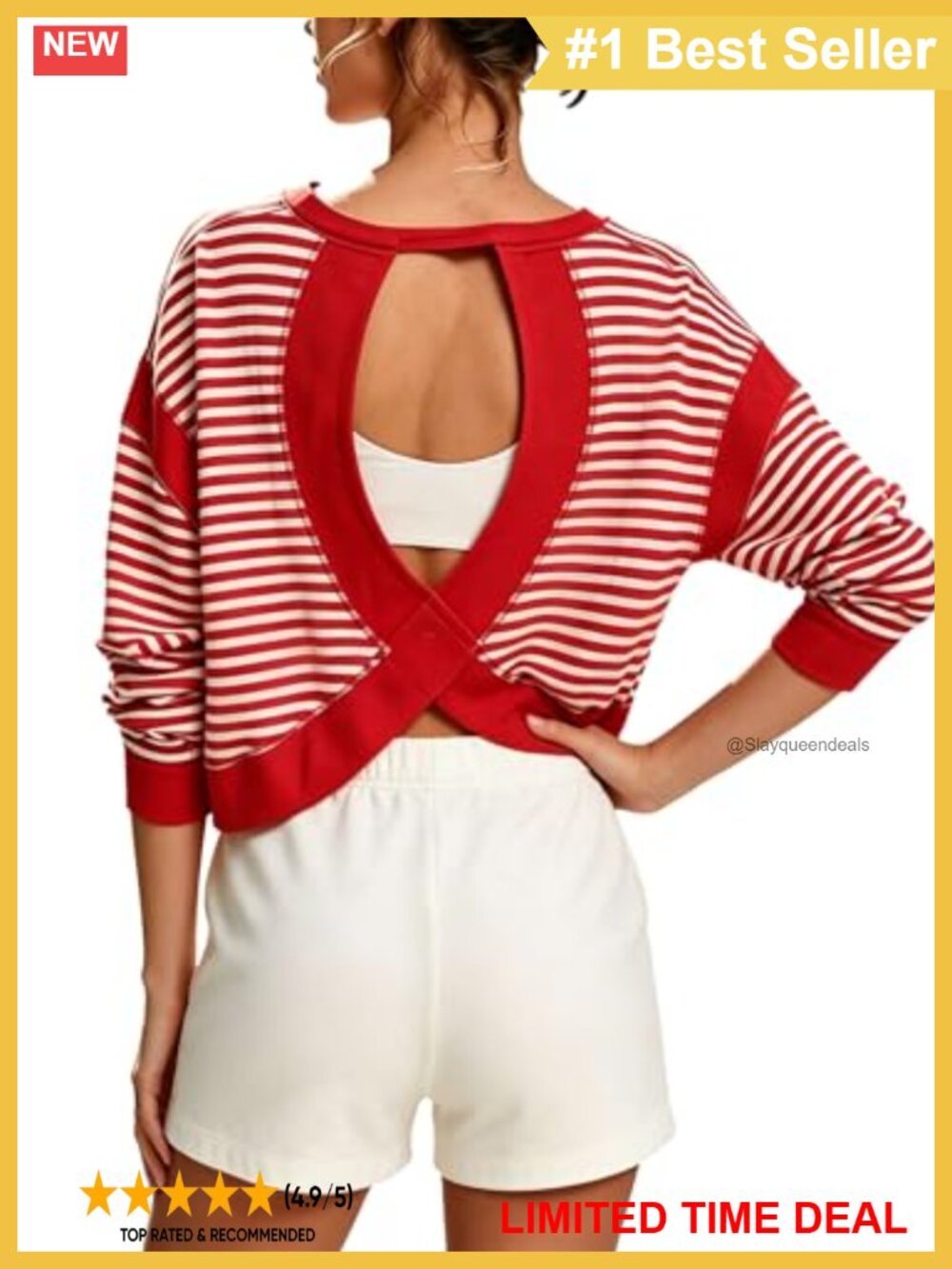 Womens Open Back Long Sleeve Striped Workout Top Shirt